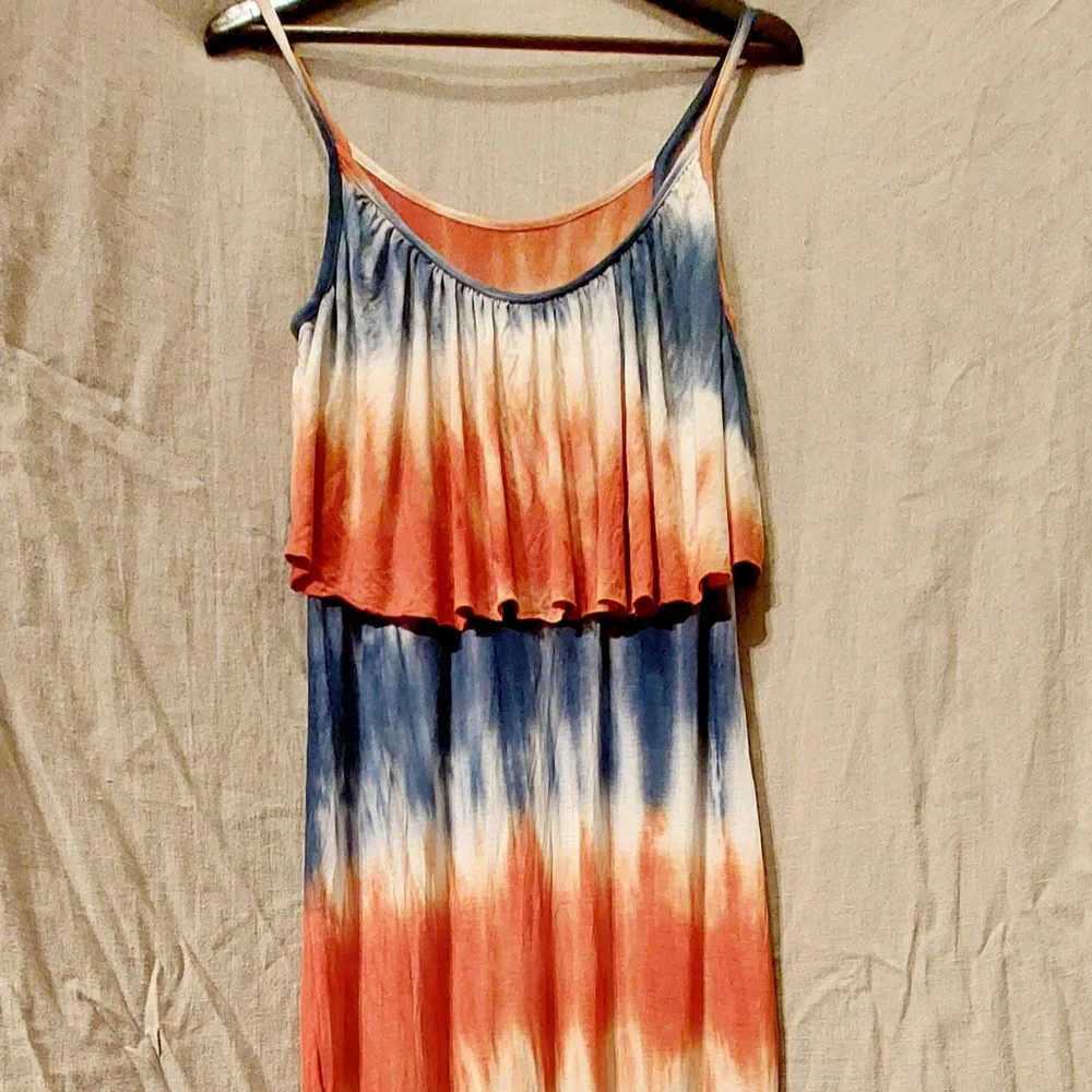 White Mark blue & orange tie-dyed maxi dress, sz XL, NWT - Picture 4 of 7